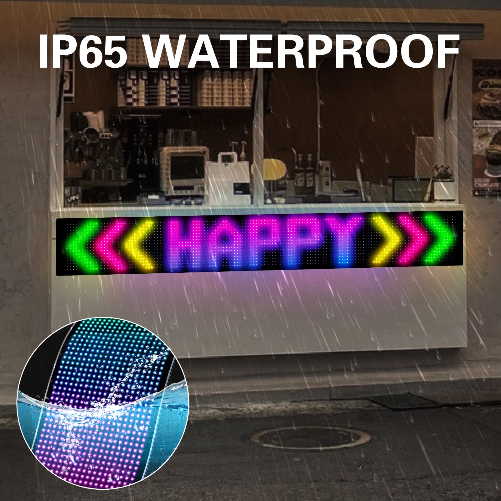 App Controlled LED Soft Screen 52" - Flexible RGB Matrix Panel, Programmable Scrolling Text Display for Window