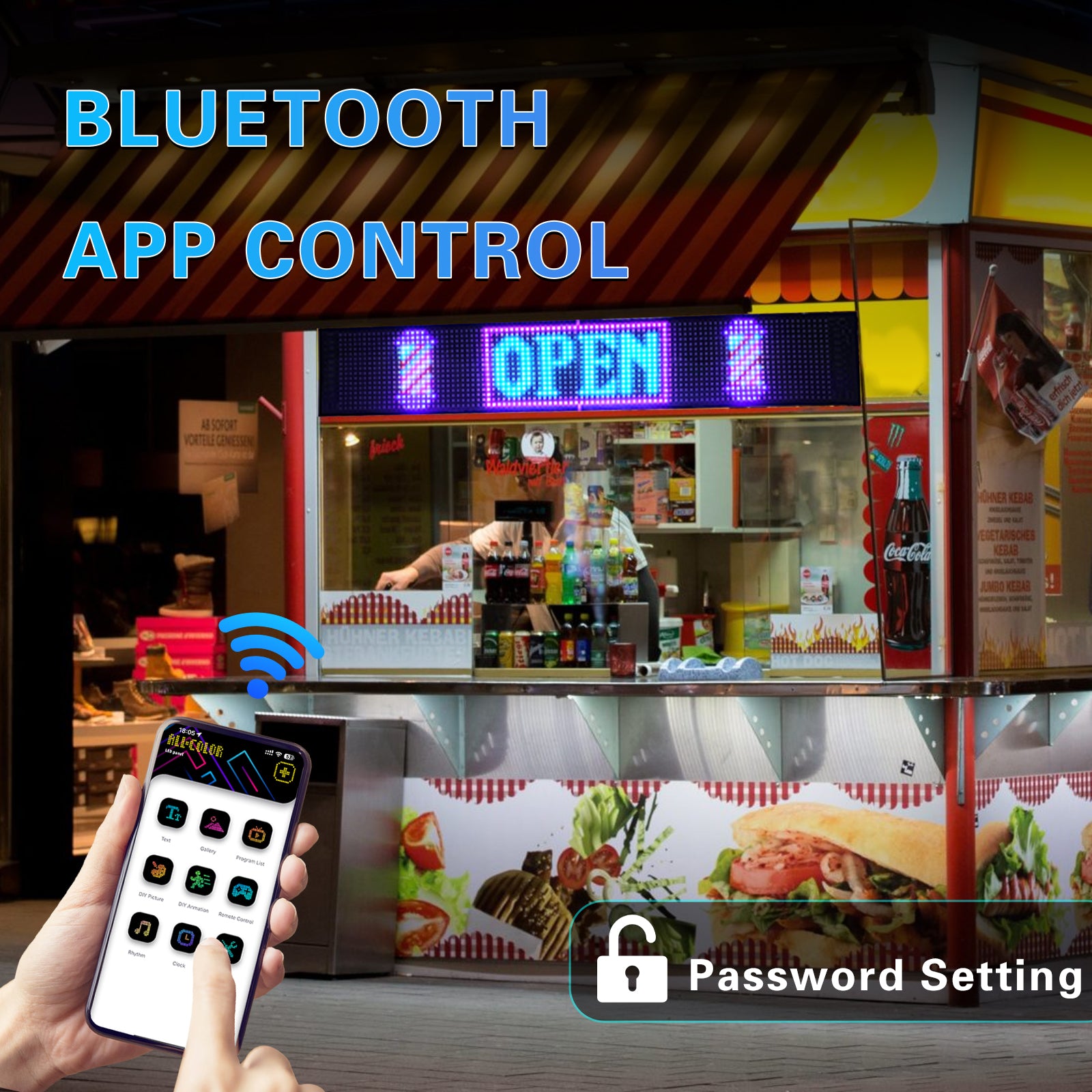 App Controlled LED Soft Screen 35" - Flexible Matrix Panel, Programmable Scrolling Text Display for Car Window, Storefront & Events