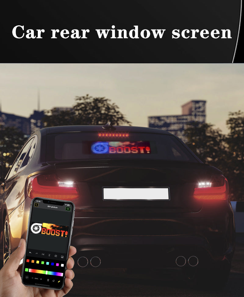 App Controlled LED Soft Screen 35" - Flexible Matrix Panel, Programmable Scrolling Text Display for Car Window, Storefront & Events